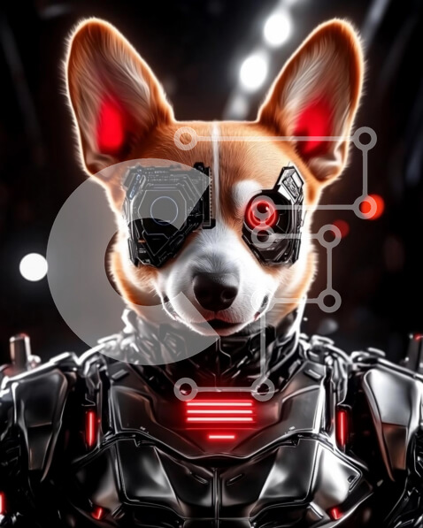 Σετ των 2 Intra Συλλεκτικό Ξύλινο Παζλ Plywood  4mm - Cyborg Corgi με ρομποτικές βελτιώσεις Σε Ξύλινο Κουτί - Διαστάσεις: 10x10 cm – 25 κομμάτια