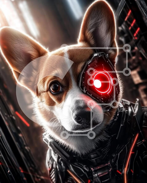 Σετ των 2 Intra Συλλεκτικό Ξύλινο Παζλ Plywood  4mm - Φουτουριστικό Corgi με ρομποτικά χαρακτηριστικά Σε Ξύλινο Κουτί - Διαστάσεις: 10x10 cm – 25 κομμάτια