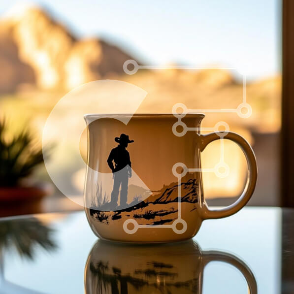 Intra Συλλεκτικό Ξύλινο Παζλ Plywood  4mm - Κεραμική κούπα με σιλουέτα καουμπόη Σε Ξύλινο Κουτί - Διαστάσεις: 10x10 cm – 25 κομμάτια