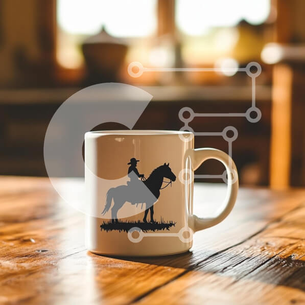 Intra Συλλεκτικό Ξύλινο Παζλ Plywood  4mm - Κούπα καφέ με σιλουέτα καουμπόη Σε Ξύλινο Κουτί - Διαστάσεις: 10x10 cm – 25 κομμάτια