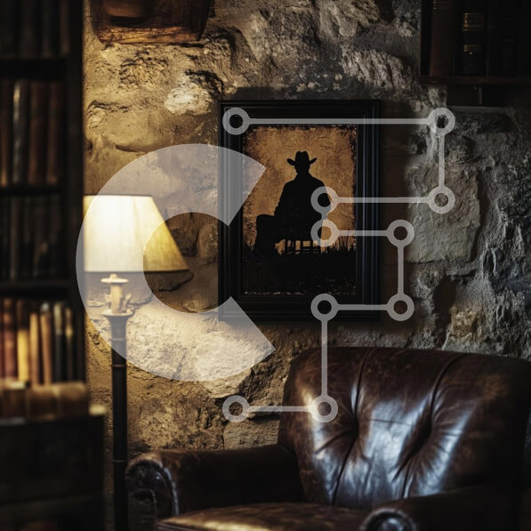 Intra Συλλεκτικό Ξύλινο Παζλ Plywood  4mm - Άνετο εσωτερικό με σιλουέτα καουμπόη Σε Ξύλινο Κουτί - Διαστάσεις Puzzle: 10x10 cm – 25 κομμάτια