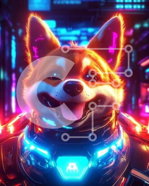 Σετ των 2 Intra Συλλεκτικό Ξύλινο Παζλ Plywood  4mm - Φουτουριστικό Corgi σε φώτα νέον Σε Ξύλινο Κουτί - Διαστάσεις: 10x10 cm – 25 κομμάτια