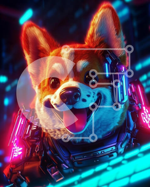 Σετ των 2 Intra Συλλεκτικό Ξύλινο Παζλ Plywood  4mm - Φουτουριστικό Corgi με Κυβερνητικές Βελτιώσεις Σε Ξύλινο Κουτί - Διαστάσεις: 10x10 cm – 25 κομμάτια