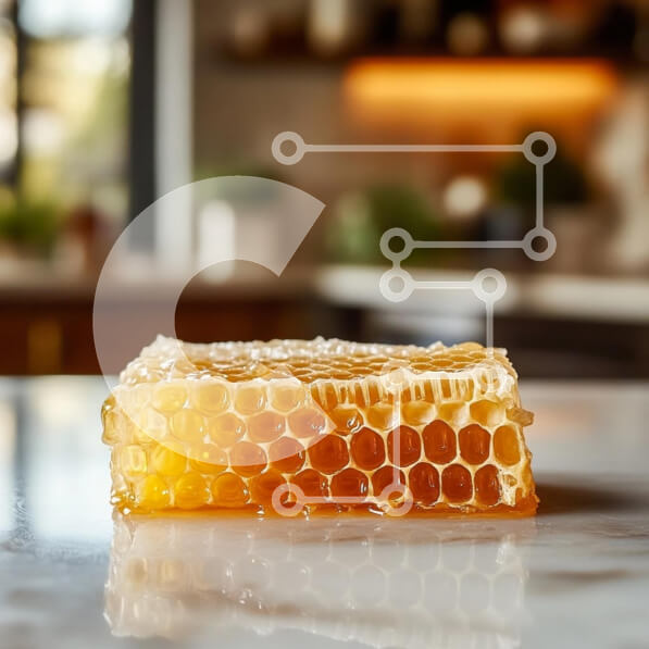 Σετ των 2 Intra Συλλεκτικό Ξύλινο Παζλ Plywood  4mm - Φρέσκια κηρήθρα σε μαρμάρινη επιφάνεια Σε Ξύλινο Κουτί - Διαστάσεις: 10x10 cm – 25 κομμάτια