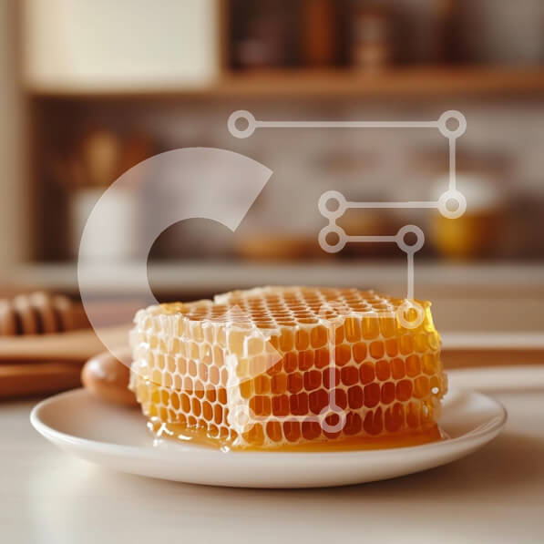 Σετ των 2 Intra Συλλεκτικό Ξύλινο Παζλ Plywood  4mm - Φρέσκια κηρήθρα σε ένα πιάτο Σε Ξύλινο Κουτί - Διαστάσεις: 10x10 cm – 25 κομμάτια