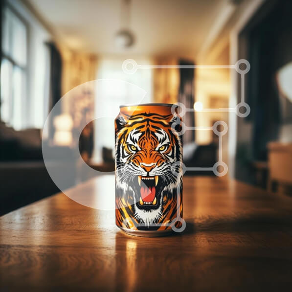 Intra Συλλεκτικό Ξύλινο Παζλ Plywood  4mm - Ζωντανό δοχείο ποτών με γραφικό Tiger σε εσωτερικό περιβάλλον Σε Ξύλινο Κουτί - Διαστάσεις: 10x10 cm – 25 κομμάτια