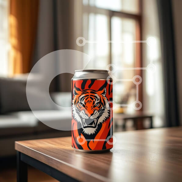 Intra Συλλεκτικό Ξύλινο Παζλ Plywood  4mm - Δοχείο αναψυκτικών Tiger Design σε άνετο εσωτερικό Σε Ξύλινο Κουτί - Διαστάσεις: 10x10 cm – 25 κομμάτια