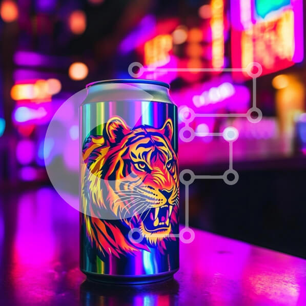 Intra Συλλεκτικό Ξύλινο Παζλ Plywood  4mm - Ζωντανό δοχείο τίγρης σε φωτιστικό νέον Σε Ξύλινο Κουτί - Διαστάσεις: 10x10 cm – 25 κομμάτια