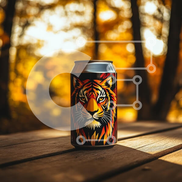 Intra Συλλεκτικό Ξύλινο Παζλ Plywood  4mm - Πολύχρωμο κουτάκι με ποτό εικονογραφημένο με τίγρεις σε φθινοπωρινό σκηνικό Σε Ξύλινο Κουτί - Διαστάσεις: 10x10 cm – 25 κομμάτια