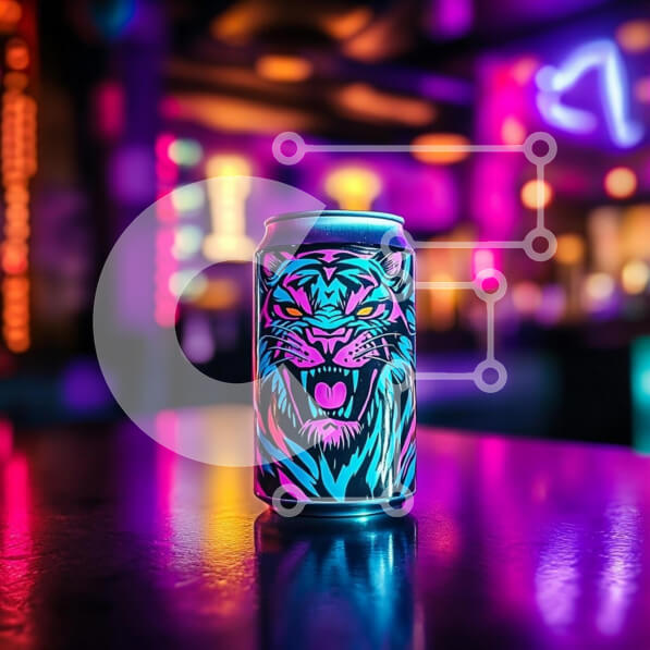 Intra Συλλεκτικό Ξύλινο Παζλ Plywood  4mm - Ζωντανό δοχείο τίγρης σε φωτισμό νέον Σε Ξύλινο Κουτί - Διαστάσεις: 10x10 cm – 25 κομμάτια