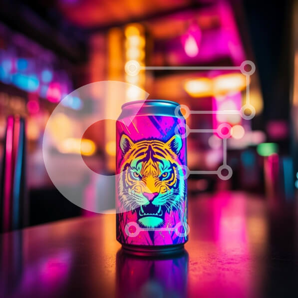 Intra Συλλεκτικό Ξύλινο Παζλ Plywood  4mm - Ζωντανό δοχείο τίγρης σε πολύχρωμο περιβάλλον Σε Ξύλινο Κουτί - Διαστάσεις: 10x10 cm – 25 κομμάτια