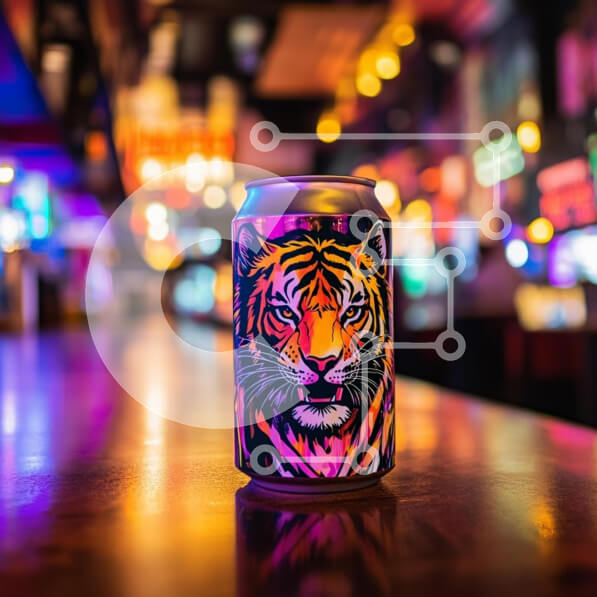 Intra Συλλεκτικό Ξύλινο Παζλ Plywood  4mm - Πολύχρωμο Tiger Can στο μπαρ Σε Ξύλινο Κουτί - Διαστάσεις: 10x10 cm – 25 κομμάτια