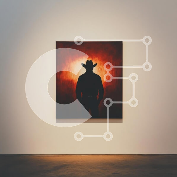 Intra Συλλεκτικό Ξύλινο Παζλ Plywood  4mm - Σιλουέτα ζωγραφική καουμπόη Σε Ξύλινο Κουτί - Διαστάσεις Puzzle: 10x10 cm – 25 κομμάτια