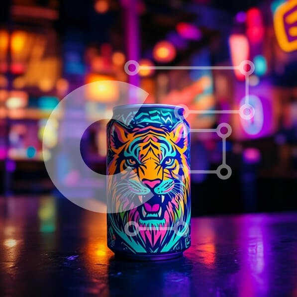 Intra Συλλεκτικό Ξύλινο Παζλ Plywood  4mm - Ζωντανό δοχείο τίγρης σε πολύχρωμη ατμόσφαιρα Σε Ξύλινο Κουτί - Διαστάσεις: 10x10 cm – 25 κομμάτια