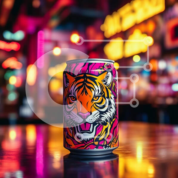 Intra Συλλεκτικό Ξύλινο Παζλ Plywood  4mm - Πολύχρωμο κουτάκι αναψυκτικών με εικονογραφημένο Tiger Σε Ξύλινο Κουτί - Διαστάσεις: 10x10 cm – 25 κομμάτια