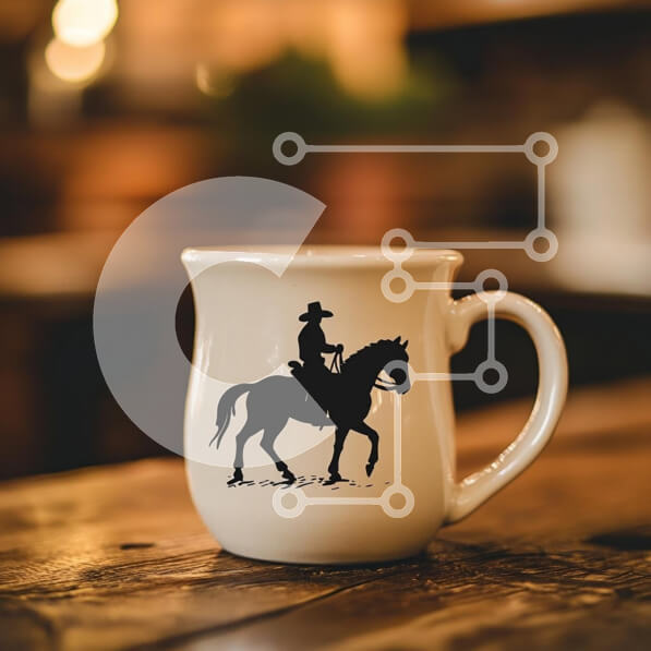 Intra Συλλεκτικό Ξύλινο Παζλ Plywood  4mm - Καλλιτεχνική κούπα με σιλουέτα καβαλάρη Σε Ξύλινο Κουτί - Διαστάσεις: 10x10 cm – 25 κομμάτια