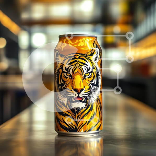 Intra Συλλεκτικό Ξύλινο Παζλ Plywood  4mm - Δοχείο ποτών με θέμα την τίγρη σε μεταλλική επιφάνεια Σε Ξύλινο Κουτί - Διαστάσεις: 10x10 cm – 25 κομμάτια