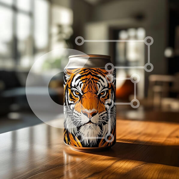 Intra Συλλεκτικό Ξύλινο Παζλ Plywood  4mm - Εικονογράφηση τίγρης σε δοχείο ποτών Σε Ξύλινο Κουτί - Διαστάσεις: 10x10 cm – 25 κομμάτια