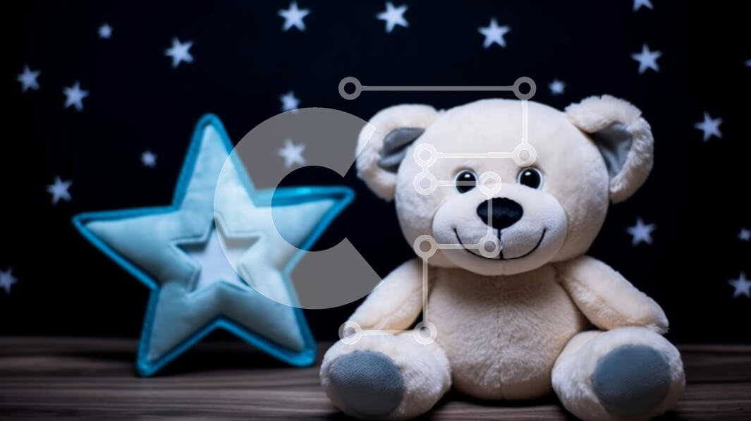 Intra Συλλεκτικό Ξύλινο Παζλ Plywood  4mm - Χαριτωμένο αρκουδάκι με αστέρι μαξιλάρι σε έναστρο φόντο Σε Ξύλινο Κουτί - Διαστάσεις Puzzle: 10x10 cm – 25 κομμάτια