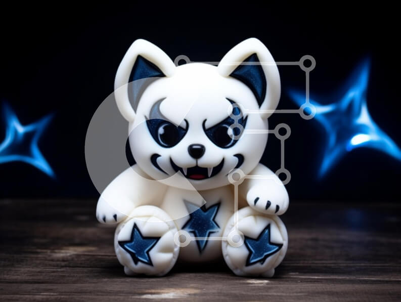 Intra Συλλεκτικό Ξύλινο Παζλ Plywood  4mm - Στυλιζαρισμένη φιγούρα παιχνιδιού αρκούδας με μπλε πινελιές Σε Ξύλινο Κουτί - Διαστάσεις: 10x10 cm – 25 κομμάτια