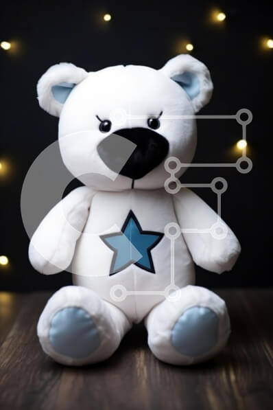 Intra Συλλεκτικό Ξύλινο Παζλ Plywood  4mm - Χαριτωμένο λευκό αρκουδάκι με μπλε αστέρι Σε Ξύλινο Κουτί - Διαστάσεις: 10x10 cm – 25 κομμάτια