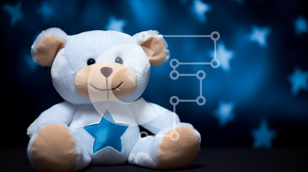 Intra Συλλεκτικό Ξύλινο Παζλ Plywood  4mm - Λούτρινο αρκουδάκι με μπλε αστέρι σε μπλε έναστρο φόντο Σε Ξύλινο Κουτί - Διαστάσεις: 10x10 cm – 25 κομμάτια