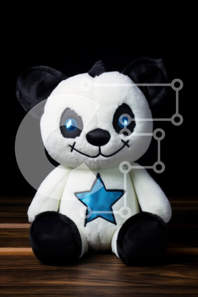 Intra Συλλεκτικό Ξύλινο Παζλ Plywood  4mm - Χαριτωμένο λούτρινο παιχνίδι panda με μπλε αστέρι Σε Ξύλινο Κουτί - Διαστάσεις: 10x10 cm – 25 κομμάτια