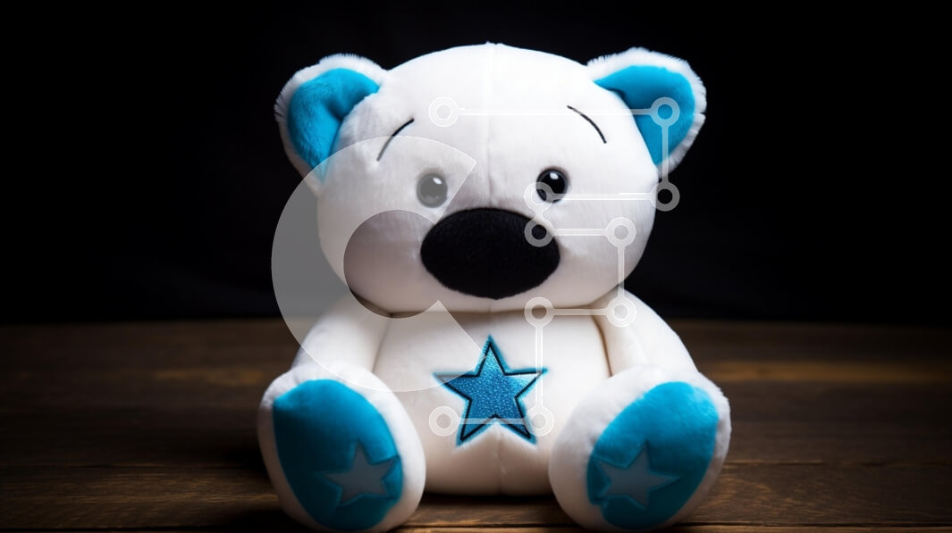 Intra Συλλεκτικό Ξύλινο Παζλ Plywood  4mm - Λούτρινο παιχνίδι αρκουδάκι με μπλε πινελιές Σε Ξύλινο Κουτί - Διαστάσεις: 10x10 cm – 25 κομμάτια