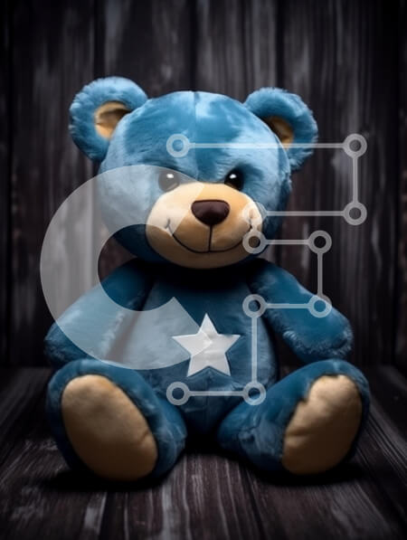 Intra Συλλεκτικό Ξύλινο Παζλ Plywood  4mm - Μπλε αρκουδάκι που κάθεται σε ξύλινο φόντο Σε Ξύλινο Κουτί - Διαστάσεις: 10x10 cm – 25 κομμάτια