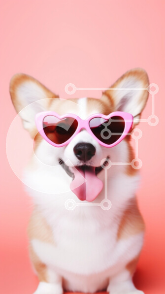 Σετ των 2 Intra Συλλεκτικό Ξύλινο Παζλ Plywood  4mm - Happy Corgi με γυαλιά ηλίου σε σχήμα καρδιάς Σε Ξύλινο Κουτί - Διαστάσεις: 10x10 cm – 25 κομμάτια