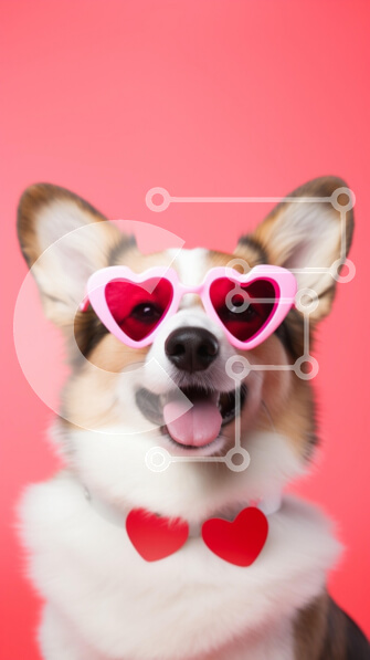 Σετ των 2 Intra Συλλεκτικό Ξύλινο Παζλ Plywood  4mm - Happy Dog με γυαλιά ηλίου σε σχήμα καρδιάς Σε Ξύλινο Κουτί - Διαστάσεις: 10x10 cm – 25 κομμάτια