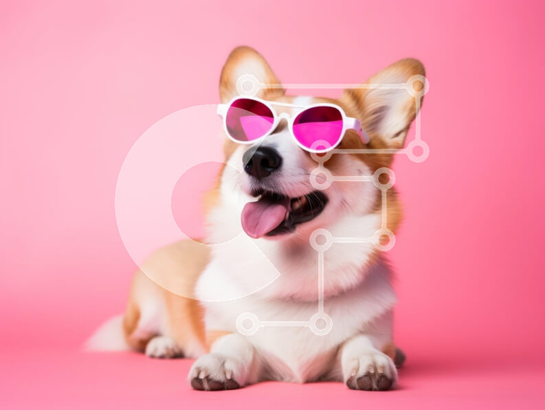 Σετ των 2 Intra Συλλεκτικό Ξύλινο Παζλ Plywood  4mm - Κομψός σκύλος Corgi με γυαλιά ηλίου Σε Ξύλινο Κουτί - Διαστάσεις: 10x10 cm – 25 κομμάτια