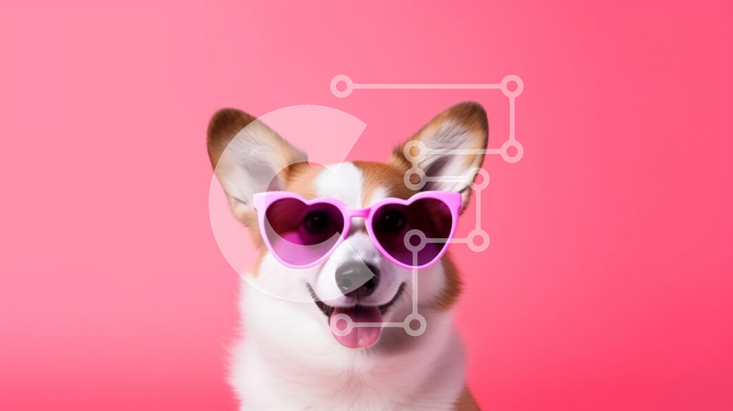 Σετ των 2 Intra Συλλεκτικό Ξύλινο Παζλ Plywood  4mm - Σκύλος Corgi με γυαλιά ηλίου σε σχήμα καρδιάς Σε Ξύλινο Κουτί - Διαστάσεις: 10x10 cm – 25 κομμάτια