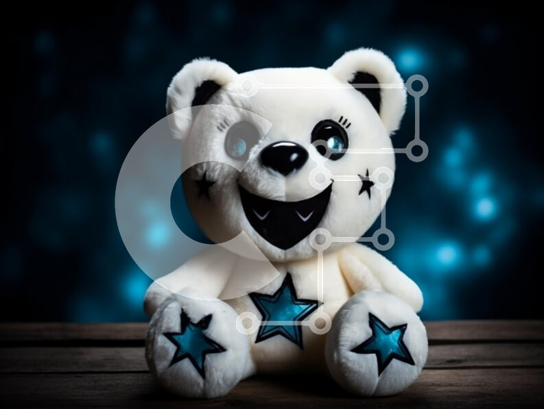 Intra Συλλεκτικό Ξύλινο Παζλ Plywood  4mm - Χαρούμενο λούτρινο αρκουδάκι με μπλε αστέρια Σε Ξύλινο Κουτί - Διαστάσεις: 10x10 cm – 25 κομμάτια