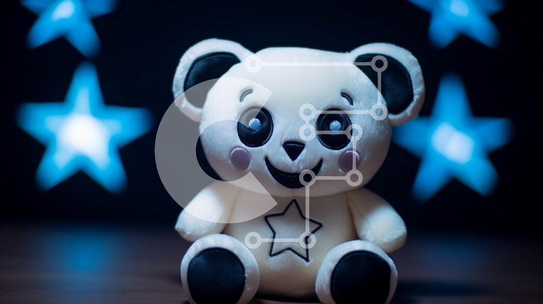 Intra Συλλεκτικό Ξύλινο Παζλ Plywood  4mm - Χαριτωμένο βελούδινο παιχνίδι Panda με μπλε αστέρια Σε Ξύλινο Κουτί - Διαστάσεις: 10x10 cm – 25 κομμάτια