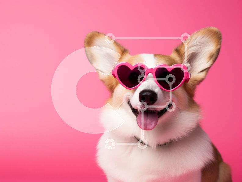 Σετ των 2 Intra Συλλεκτικό Ξύλινο Παζλ Plywood  4mm - Χαρούμενα Corgi με γυαλιά ηλίου σε σχήμα καρδιάς Σε Ξύλινο Κουτί - Διαστάσεις: 10x10 cm – 25 κομμάτια