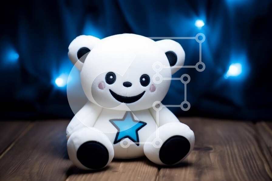 Intra Συλλεκτικό Ξύλινο Παζλ Plywood  4mm - Χαριτωμένο βελούδινο αρκουδάκι με μπλε φώτα Σε Ξύλινο Κουτί - Διαστάσεις: 10x10 cm – 25 κομμάτια