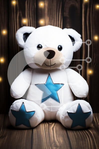 Intra Συλλεκτικό Ξύλινο Παζλ Plywood  4mm - Χαριτωμένο αρκουδάκι με μπλε αστέρια Σε Ξύλινο Κουτί - Διαστάσεις: 10x10 cm – 25 κομμάτια