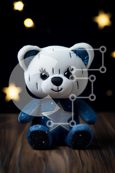 Intra Συλλεκτικό Ξύλινο Παζλ Plywood  4mm - Χαριτωμένο γεμιστό αρκουδάκι σε έναστρο φόντο Σε Ξύλινο Κουτί - Διαστάσεις: 10x10 cm – 25 κομμάτια