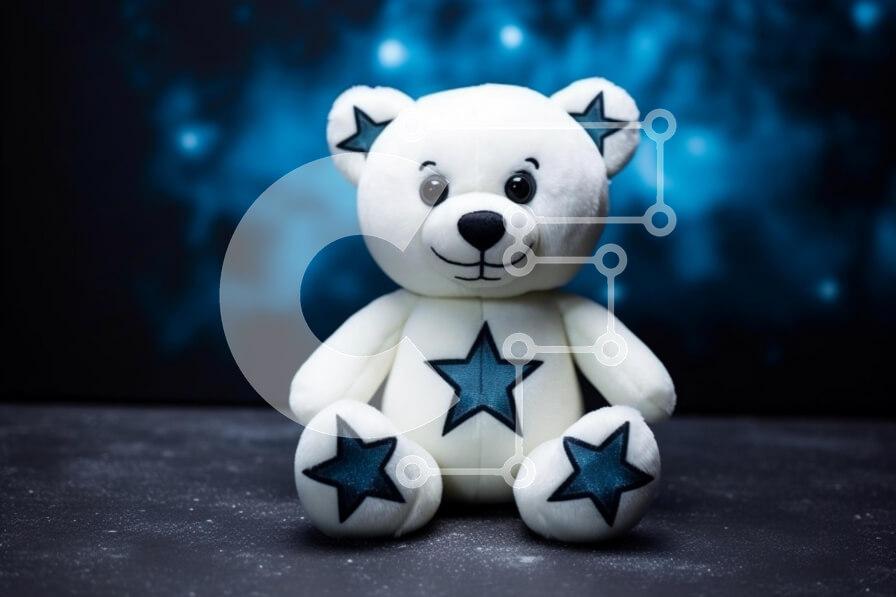 Intra Συλλεκτικό Ξύλινο Παζλ Plywood  4mm - Λευκό αρκουδάκι με μπλε αστέρια Σε Ξύλινο Κουτί - Διαστάσεις: 10x10 cm – 25 κομμάτια