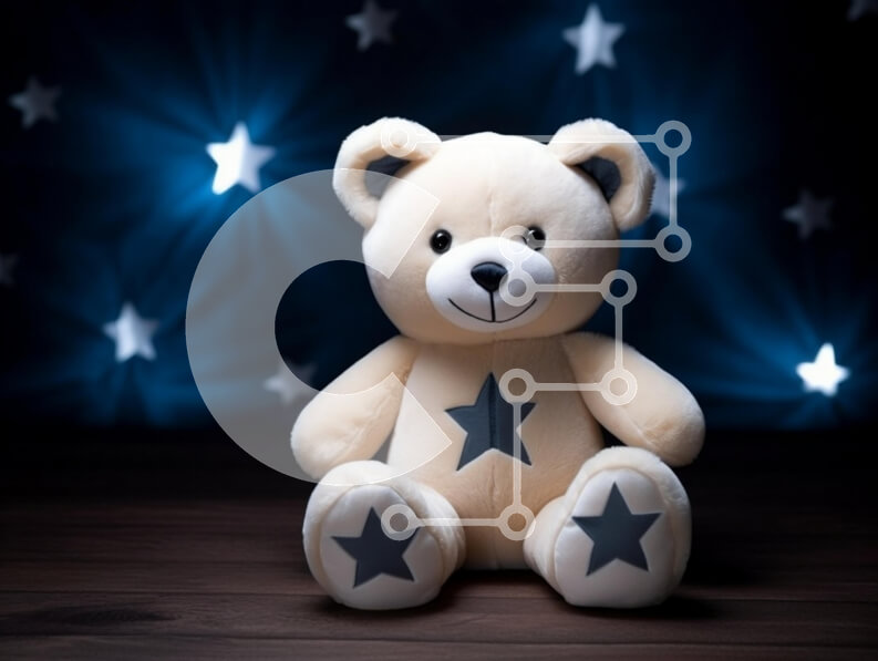 Intra Συλλεκτικό Ξύλινο Παζλ Plywood  4mm - Λούτρινο αρκουδάκι με σχέδια αστεριών Σε Ξύλινο Κουτί - Διαστάσεις: 10x10 cm – 25 κομμάτια