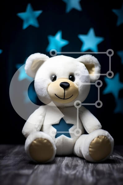 Intra Συλλεκτικό Ξύλινο Παζλ Plywood  4mm - Αξιολάτρευτο αρκουδάκι με μπλε αστέρια Σε Ξύλινο Κουτί - Διαστάσεις: 10x10 cm – 25 κομμάτια