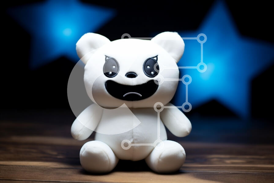 Intra Συλλεκτικό Ξύλινο Παζλ Plywood  4mm - Χαριτωμένο βελούδινο παιχνίδι αρκουδάκι με φόντο μπλε αστέρι Σε Ξύλινο Κουτί - Διαστάσεις: 10x10 cm – 25 κομμάτια