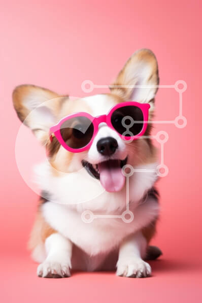 Σετ των 2 Intra Συλλεκτικό Ξύλινο Παζλ Plywood  4mm - Σκύλος Corgi με γυαλιά ηλίου Σε Ξύλινο Κουτί - Διαστάσεις: 10x10 cm – 25 κομμάτια