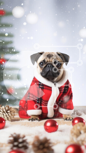 Σετ των 2 Intra Συλλεκτικό Ξύλινο Παζλ Plywood  4mm - Σκύλος πατημασιά με χριστουγεννιάτικη στολή με χιόνι και διακοσμητικά Σε Ξύλινο Κουτί - Διαστάσεις: 10x10 cm – 25 κομμάτια