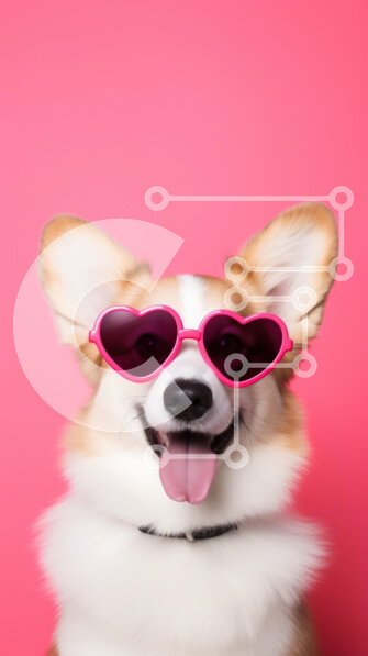 Σετ των 2 Intra Συλλεκτικό Ξύλινο Παζλ Plywood  4mm - Παιχνιδιάρικο Corgi με γυαλιά ηλίου σε σχήμα καρδιάς Σε Ξύλινο Κουτί - Διαστάσεις: 10x10 cm – 25 κομμάτια