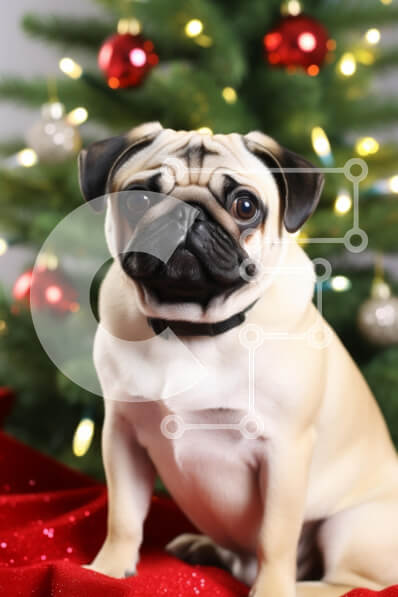 Σετ των 2 Intra Συλλεκτικό Ξύλινο Παζλ Plywood  4mm - Σκυλί πατημασιά μπροστά από το χριστουγεννιάτικο δέντρο Σε Ξύλινο Κουτί - Διαστάσεις: 10x10 cm – 25 κομμάτια