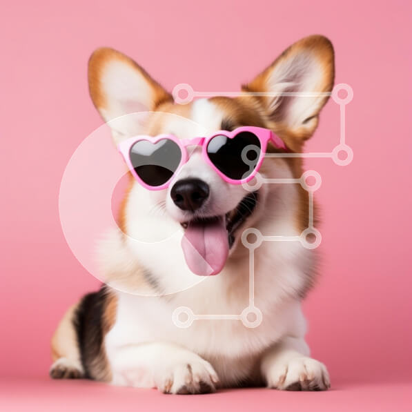 Intra Συλλεκτικό Ξύλινο Παζλ Plywood  4mm - Corgi με γυαλιά ηλίου σε σχήμα καρδιάς Σε Ξύλινο Κουτί - Διαστάσεις: 10x10 cm – 25 κομμάτια