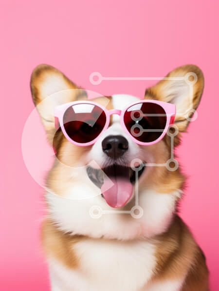 Σετ των 2 Intra Συλλεκτικό Ξύλινο Παζλ Plywood  4mm - Ευτυχισμένος σκύλος Corgi με γυαλιά ηλίου Σε Ξύλινο Κουτί - Διαστάσεις: 10x10 cm – 25 κομμάτια