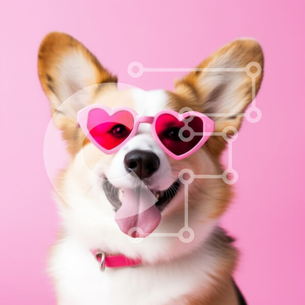 Intra Συλλεκτικό Ξύλινο Παζλ Plywood  4mm - Σκύλος Corgi με γυαλιά ηλίου σε σχήμα καρδιάς Σε Ξύλινο Κουτί - Διαστάσεις: 10x10 cm – 25 κομμάτια